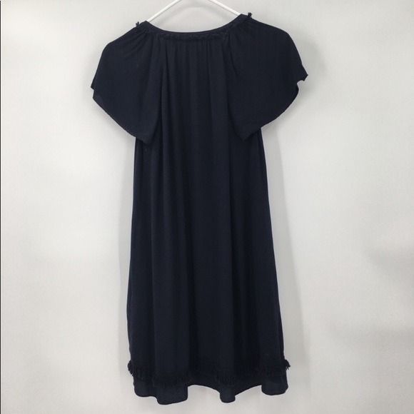 XSP -- Ann Taylor XS Petite Navy Blue Boho Shift Dress - Picture 2 of 9